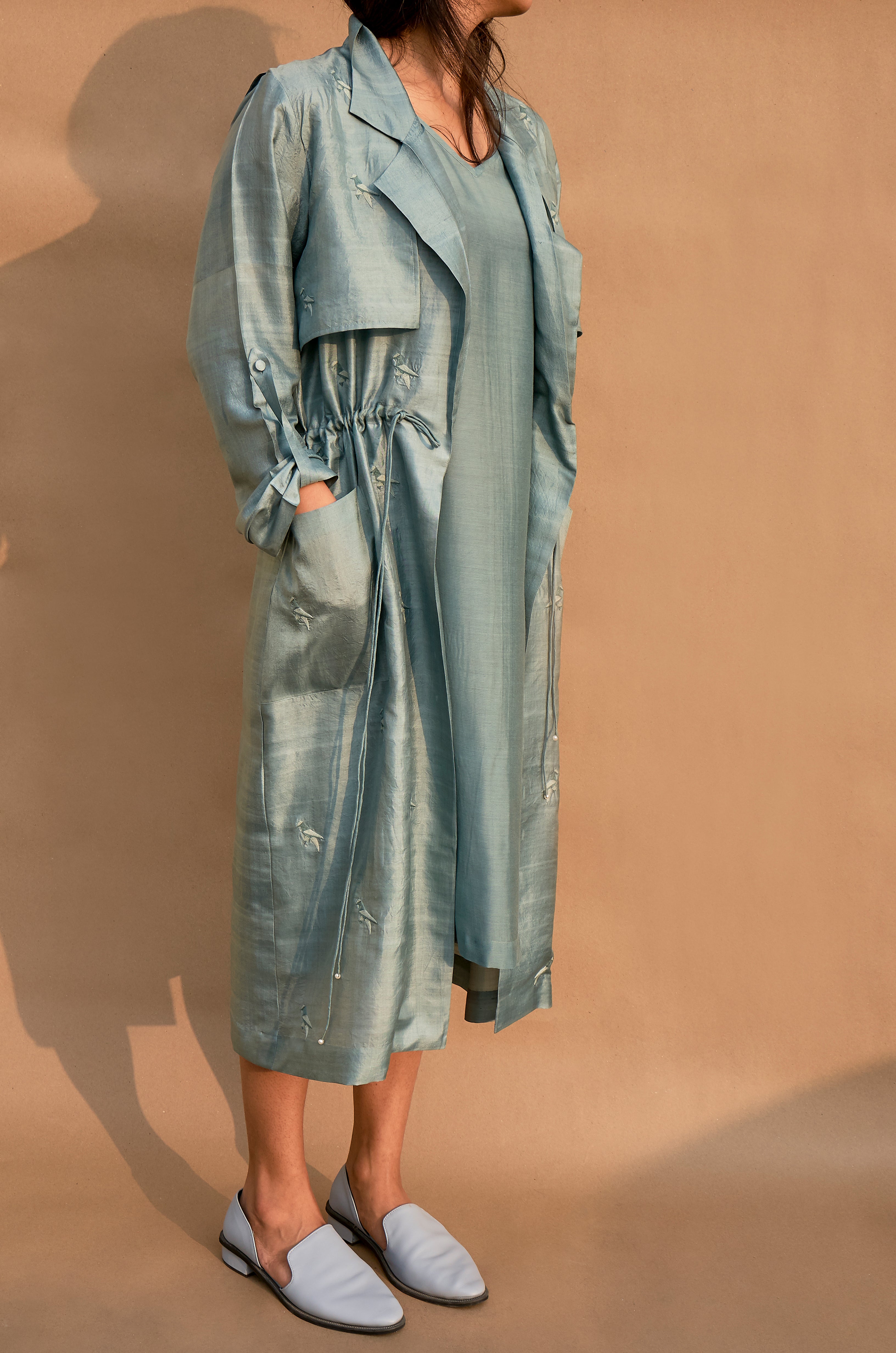 Rain Dance Bird Embroidered Trench