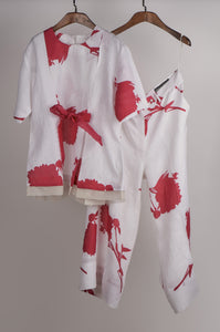 Pink and white print on print Linen Co-ord Set
