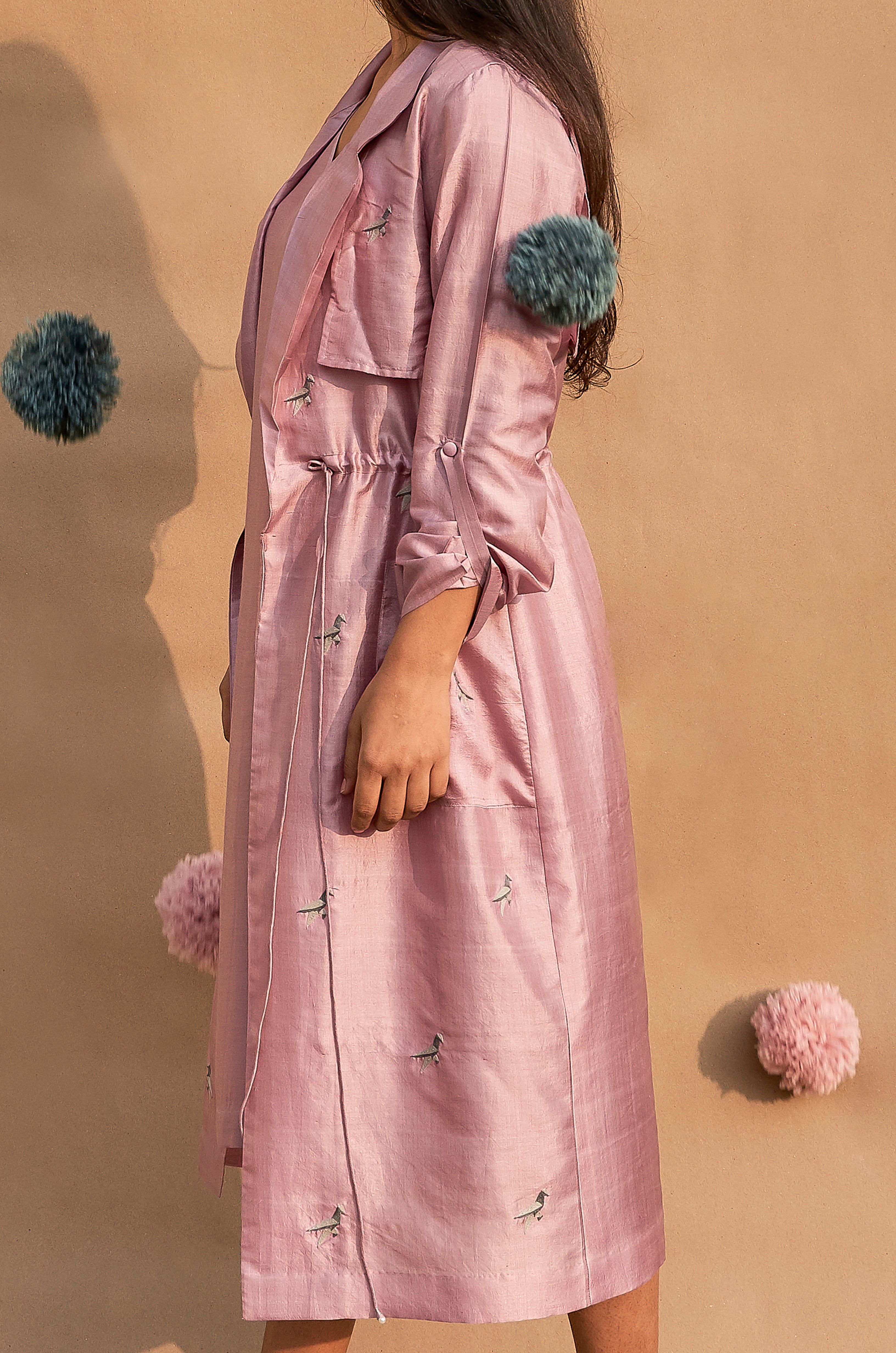 Soft Breath Bird Embroidered Trench