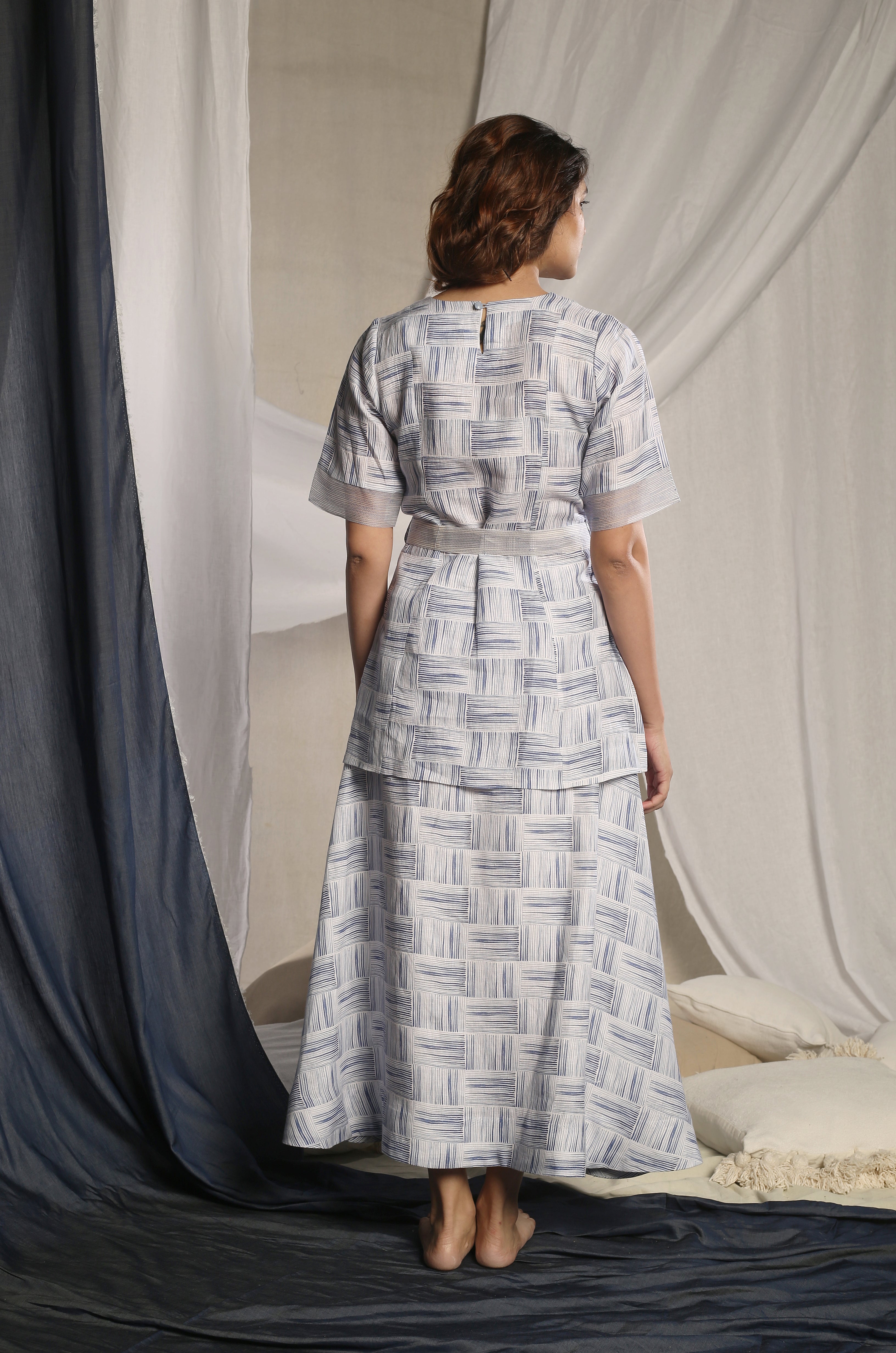 Blue Brushed Tie-up Co-ord