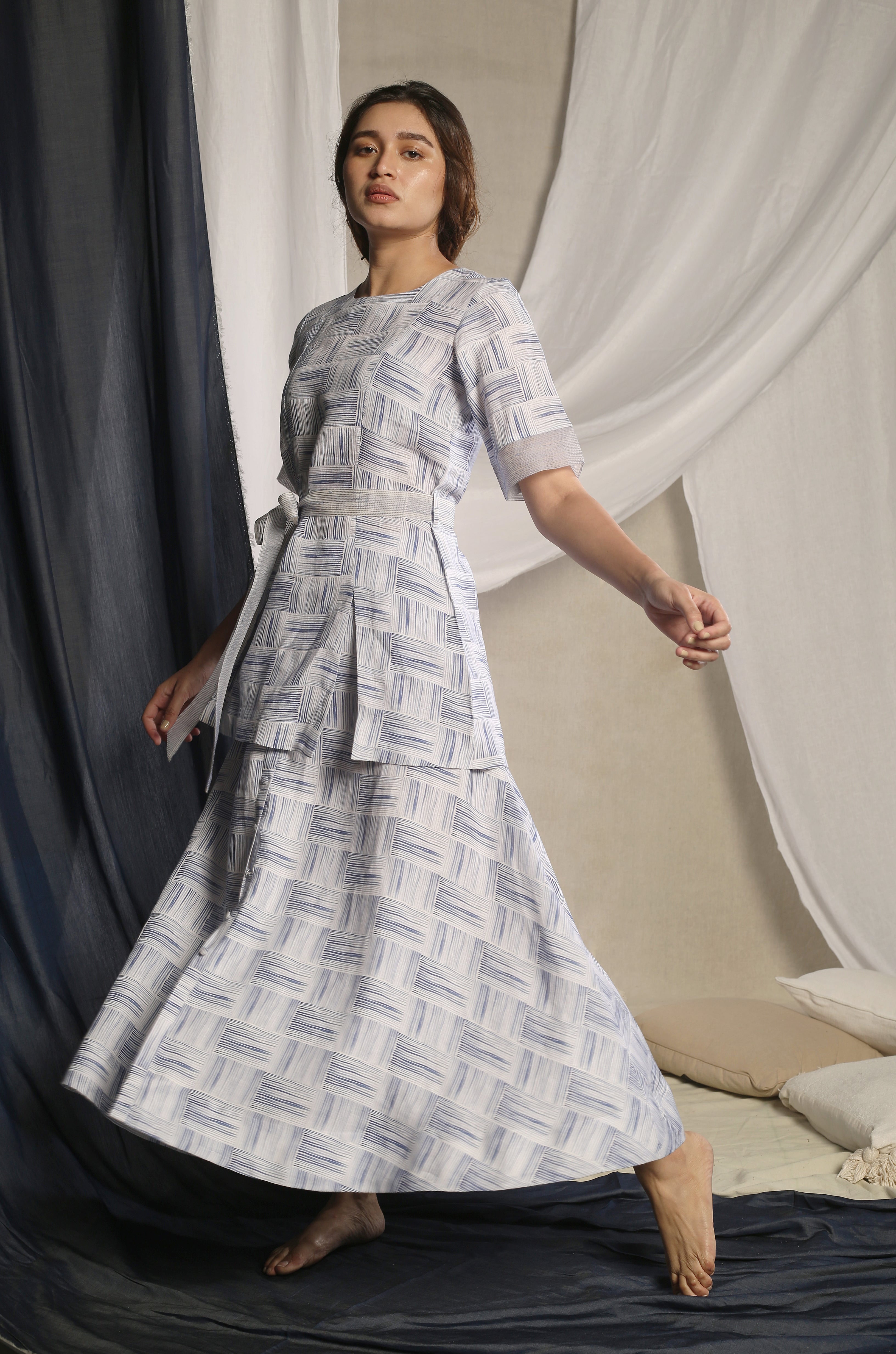 Blue Brushed Tie-up Co-ord