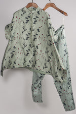 Load image into Gallery viewer, Mint floral printed top with printed pants Coordinated set

