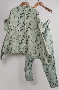 Mint floral printed top with printed pants Coordinated set
