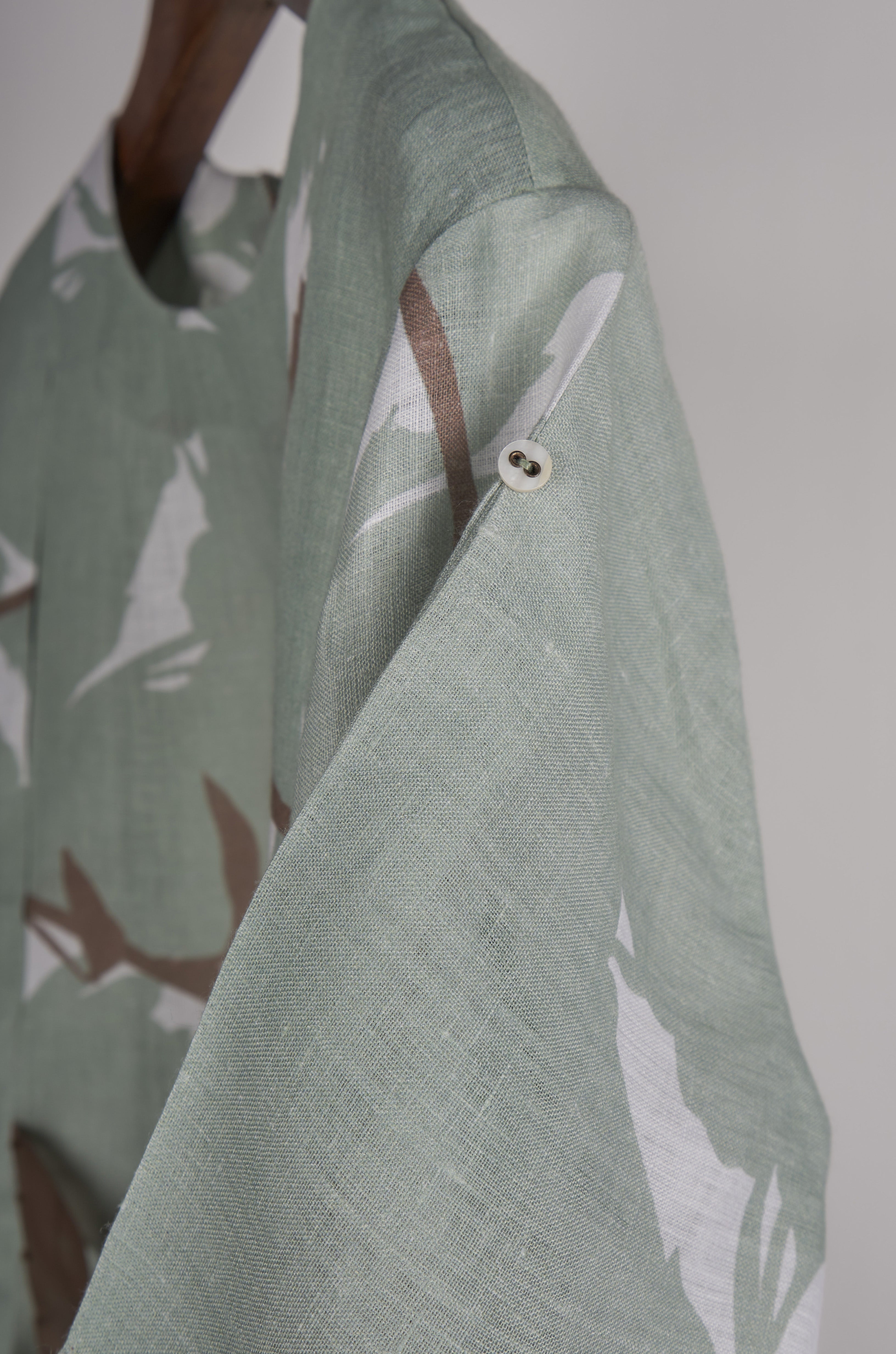 Mint and Beige print on print Linen Co-ord Set