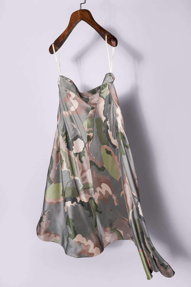 Glint abstract print bias skirt