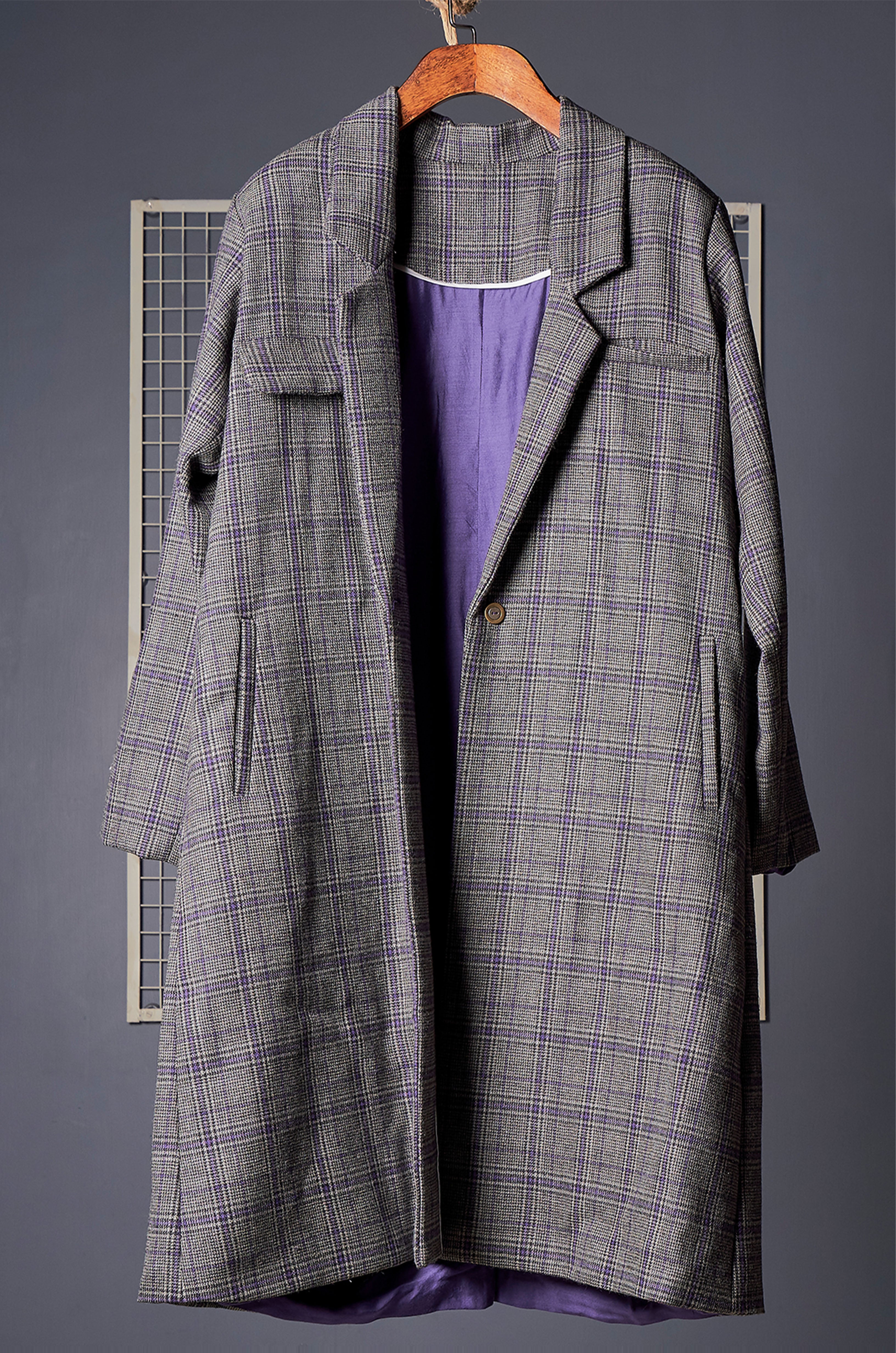 Purple grey checks jacket