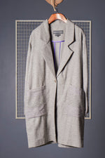 Load image into Gallery viewer, Grey Unlined wool Jacket with contrast piping
