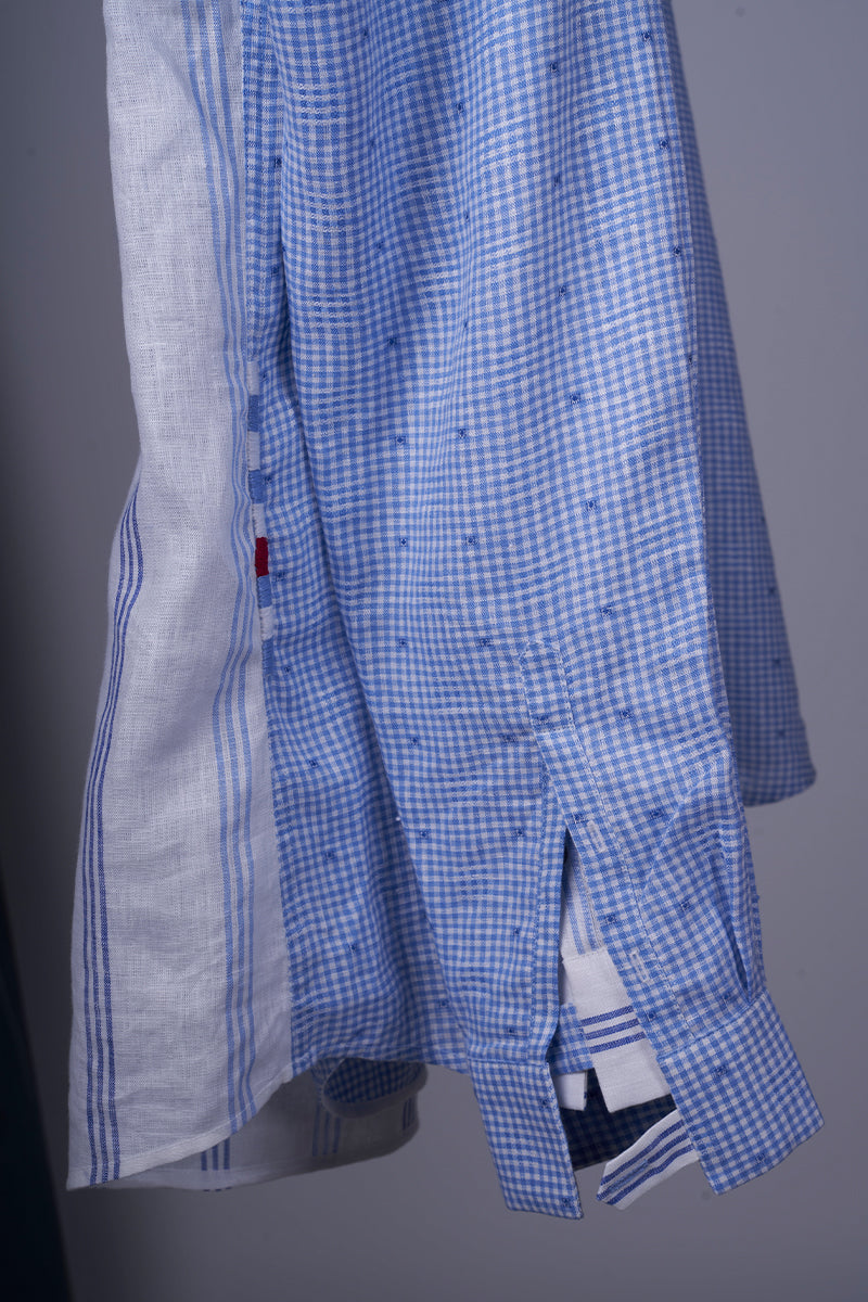 Blue checks with stripes shirt