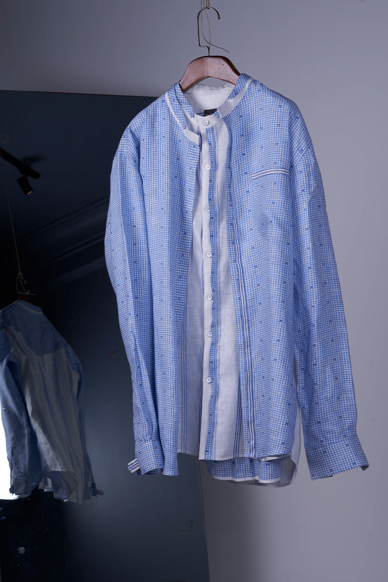 Blue checks with stripes shirt