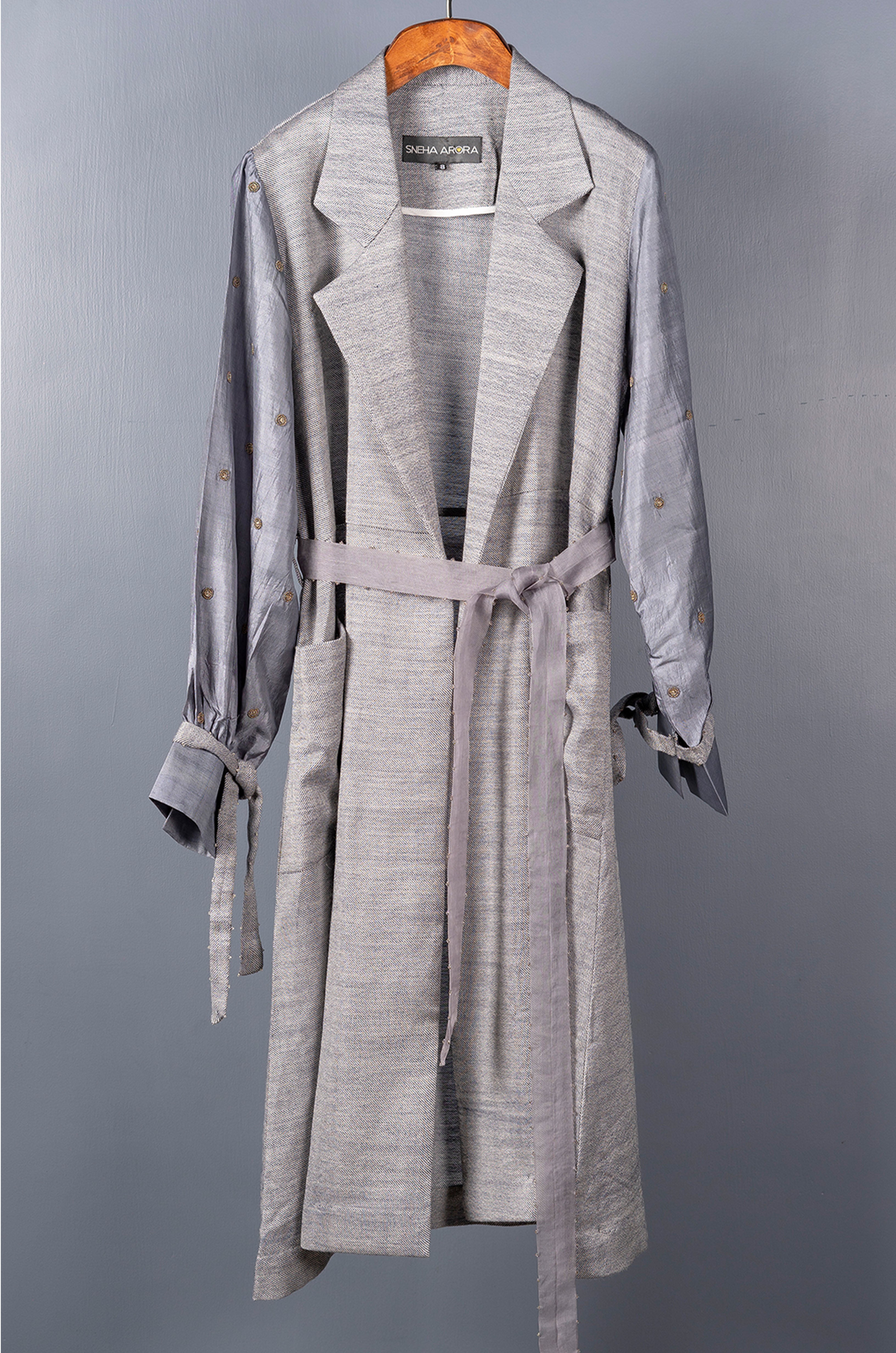 Grey embroidered Sleeve jacket